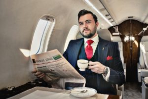 businessman on plane