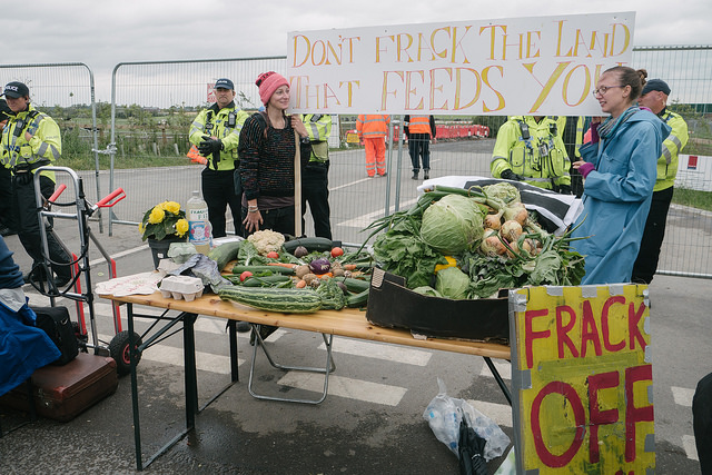 Farmers host communal meal against fracking at Preston New Road